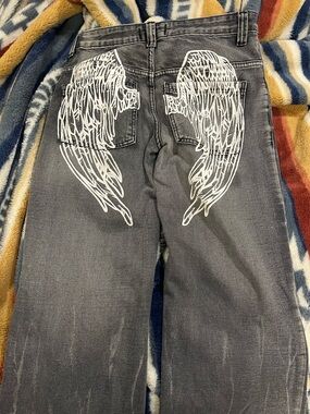 Disclosure Baggy Jeans with White Wing Design